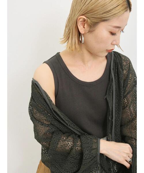 Samansa Mos2 blue（サマンサモスモスブルー）の「ランダムテレコタンク（Tシャツ/カットソー・レディース・オフホワイト/ブルー/チャコールグレー・F）」の13枚目の写真