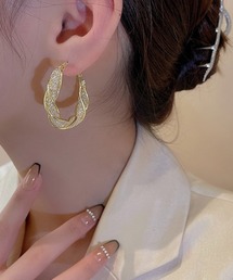 ねじりデザインフープピアス