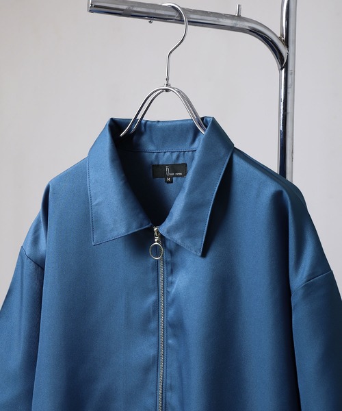 ZIP FIVE（ジップファイブ）の「【ZIP FIVE】ポリシャンブレー ルーズ ハーフジップ 半袖 カットソー（ポロシャツ・メンズ・ブラック/グレイッシュベージュ/ブルー系/チャコール/オフホワイト/インディゴブルー・LARGE/MEDIUM/X-LARGE）」の8枚目の写真