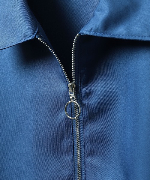 ZIP FIVE（ジップファイブ）の「【ZIP FIVE】ポリシャンブレー ルーズ ハーフジップ 半袖 カットソー（ポロシャツ・メンズ・ブラック/グレイッシュベージュ/ブルー系/チャコール/オフホワイト/インディゴブルー・LARGE/MEDIUM/X-LARGE）」の9枚目の写真