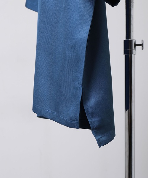 ZIP FIVE（ジップファイブ）の「【ZIP FIVE】ポリシャンブレー ルーズ ハーフジップ 半袖 カットソー（ポロシャツ・メンズ・ブラック/グレイッシュベージュ/ブルー系/チャコール/オフホワイト/インディゴブルー・LARGE/MEDIUM/X-LARGE）」の12枚目の写真