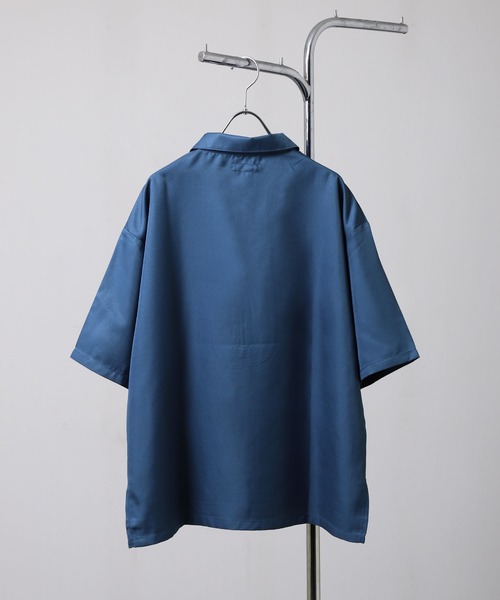 ZIP FIVE（ジップファイブ）の「【ZIP FIVE】ポリシャンブレー ルーズ ハーフジップ 半袖 カットソー（ポロシャツ・メンズ・ブラック/グレイッシュベージュ/ブルー系/チャコール/オフホワイト/インディゴブルー・LARGE/MEDIUM/X-LARGE）」の13枚目の写真