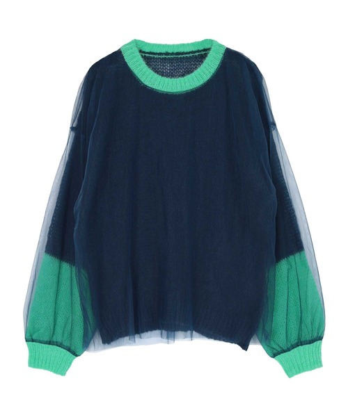 miette(ミエット)の「チュールドッキングローゲージニット(ニット/セーター・レディース・ブラック系その他/レッド系その他/グリーン系その他/ホワイト系その他/アイボリー/グレー/ネイビー/ブラック/ブルー系その他/チャコール・FREE)」の20枚目の写真