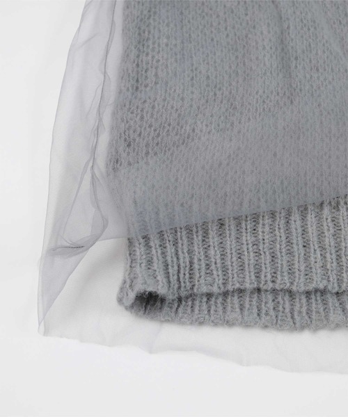 miette(ミエット)の「チュールドッキングローゲージニット(ニット/セーター・レディース・ブラック系その他/レッド系その他/グリーン系その他/ホワイト系その他/アイボリー/グレー/ネイビー/ブラック/ブルー系その他/チャコール・FREE)」の18枚目の写真