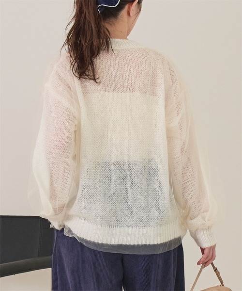 miette(ミエット)の「チュールドッキングローゲージニット(ニット/セーター・レディース・ブラック系その他/レッド系その他/グリーン系その他/ホワイト系その他/アイボリー/グレー/ネイビー/ブラック/ブルー系その他/チャコール・FREE)」の21枚目の写真