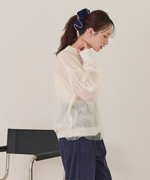 miette(ミエット)の「チュールドッキングローゲージニット(ニット/セーター・レディース・ブラック系その他/レッド系その他/グリーン系その他/ホワイト系その他/アイボリー/グレー/ネイビー/ブラック/ブルー系その他/チャコール・FREE)」の22枚目の写真