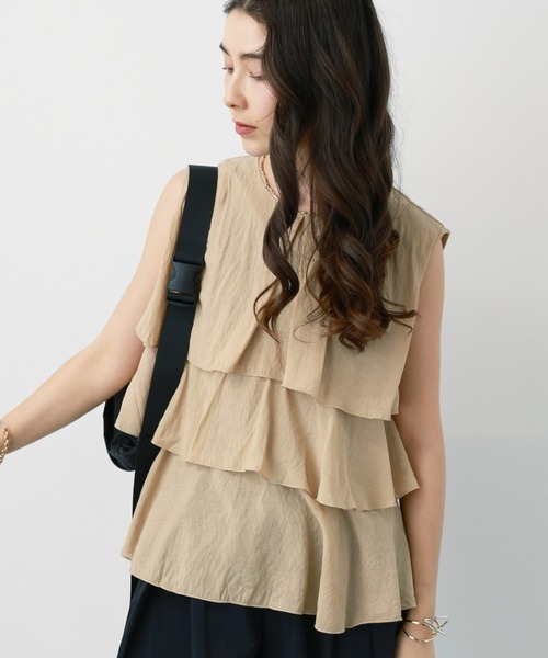 saloon（サルーン）の「SALOON(サルーン)/ティアードシアーブラウス（シャツ/ブラウス・レディース・ブラック/ブルー/ベージュ・FREE）」の3枚目の写真