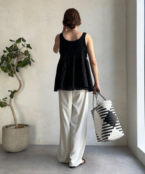 DouDou（ドゥドゥ）の「ギャザーキャミ（キャミソール・レディース・オフホワイト/ブラック/ブラウン・FREE）」の20枚目の写真