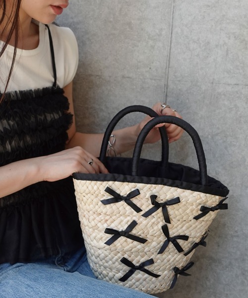 & chouette ＆シュエット イニシャルカゴバッグA ブラック