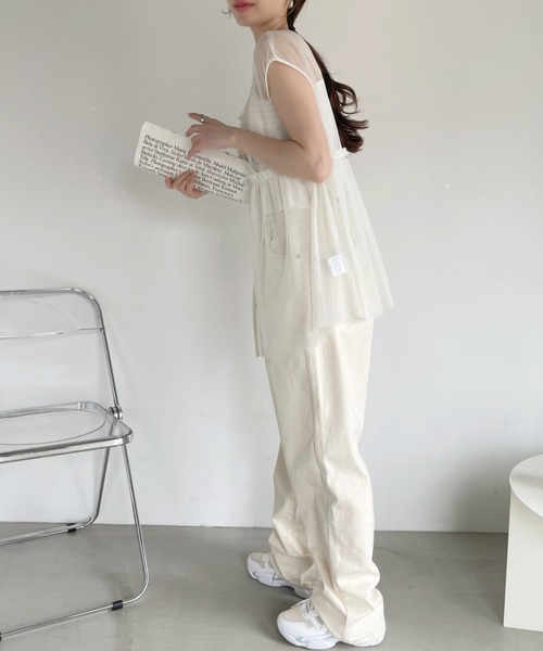Eclat one(エクラワン)の「チュール ジレ トップス(Tシャツ/カットソー・レディース・ブラック/ホワイト・FREE)」の16枚目の写真