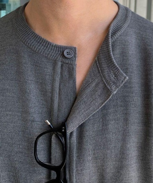 CREARE -LINO-（クレアーレリノ）の「半袖ニットトップス/カーディガン/カーデ（カーディガン/ボレロ・メンズ・グレー/ブラック・MEDIUM/LARGE）」の5枚目の写真