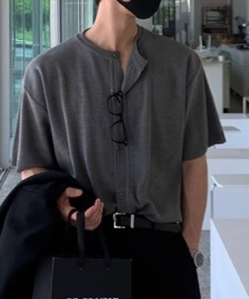 CREARE -LINO-（クレアーレリノ）の「半袖ニットトップス/カーディガン/カーデ（カーディガン/ボレロ・メンズ・グレー/ブラック・MEDIUM/LARGE）」の18枚目の写真