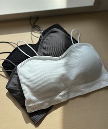 【ISOOK / アイスー】リブブラトップ / インナーキャミ カップ付き ショート丈 ZOZOTOWN限定