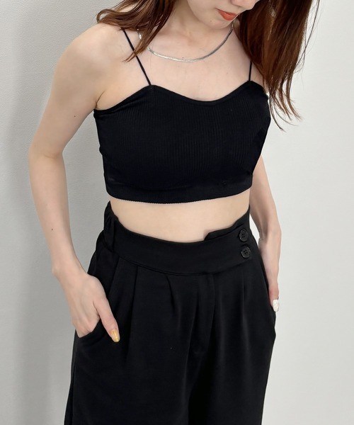 ISOOK(アイスー)の「【ISOOK / アイスー】リブブラトップ / インナーキャミ カップ付き ショート丈 ZOZOTOWN限定(キャミソール・レディース・ブラック/チャコールグレー/ホワイト・FREE)」の21枚目の写真