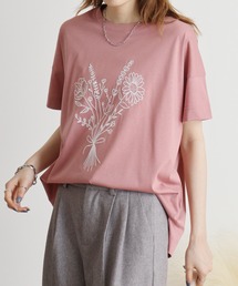 BRODIAEA フラワーブーケ刺繍Tシャツ