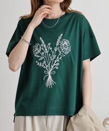 BRODIAEA フラワーブーケ刺繍Tシャツ