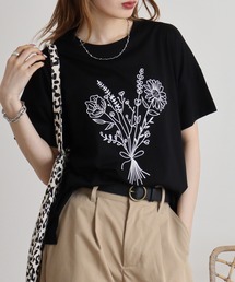 BRODIAEA フラワーブーケ刺繍Tシャツ