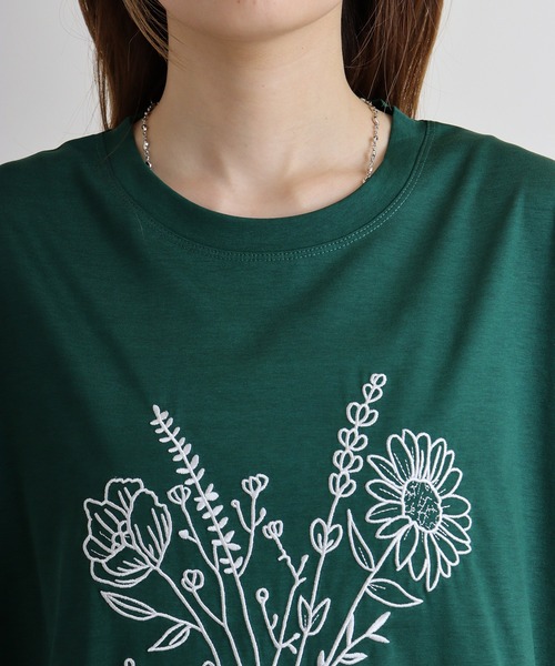 ブローディア BRODIAEA BONJOURロゴプリント半袖Tシャツ【日本製】 （ネイビー） ブローディア BRODIAEA BONJOURロゴプリント半袖Tシャツ【日本製