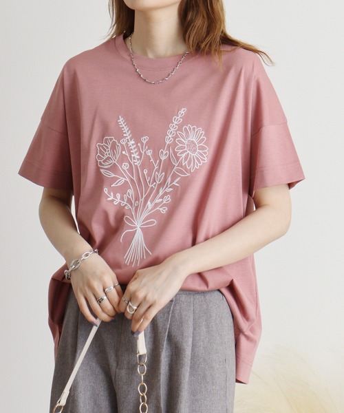 ブローディア BRODIAEA 歯ブラシ加工刺繍Tシャツ 半袖カットソー （ネイビー） BRODIAEA（ブローディア） 歯ブラシ加工刺繍Tシャツ 半袖