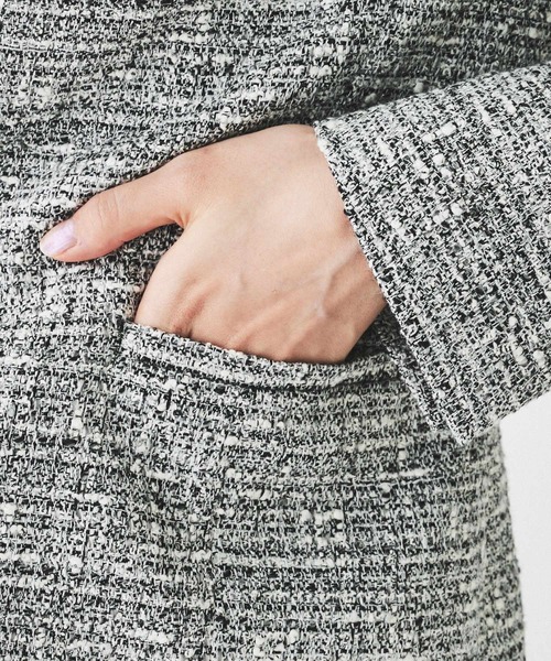 【UNTITLD】アンタイトル　ノーカラー ツイードジャケット セレモニースーツ】ラメツイード ノーカラージャケット | アンタイトル