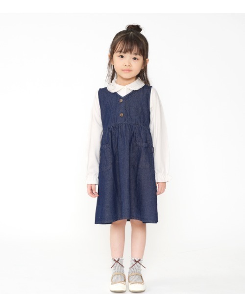 Moujonjon（ムージョンジョン）の「２４ＭＪデニムＪＳＫ（ジャンパースカート・キッズ・ブルー・140/130/120/110/100/90）」の11枚目の写真