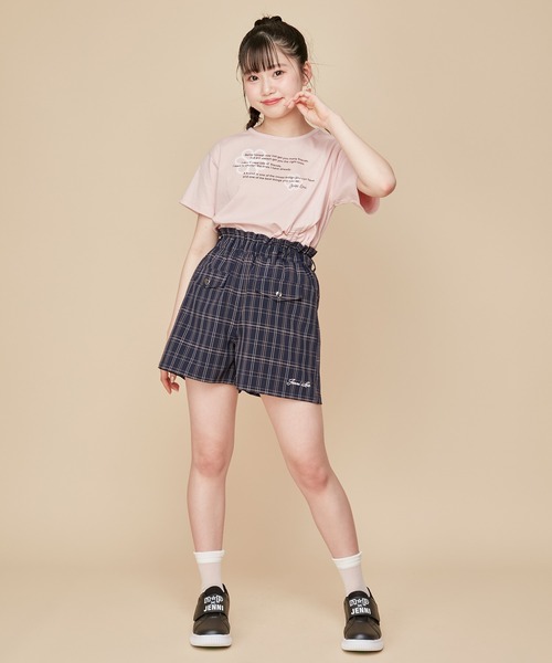 JENNI love（ジェニィラブ）の「【ウエスト調整可能】フラップチェックキュロット（その他パンツ・キッズ・サックスブルー/ベージュ/ネイビー・140cm/130cm/160cm/150cm）」の8枚目の写真