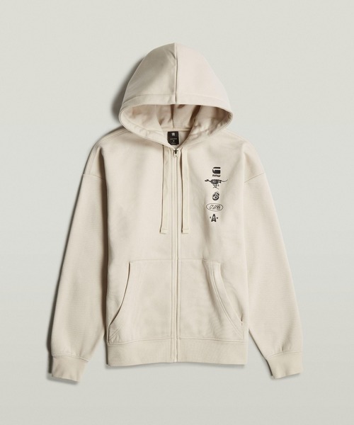 G-STAR(ジースター)の「POSTER BACK GRAPHIC LOOSE HOODIE JACKET/オーバーサイズグラフィックロゴジップパーカー(パーカー・メンズ・ダークブラック/オフホワイト/ブルー・LARGE/MEDIUM/SMALL/X-LARGE/X-SMALL)」の9枚目の写真
