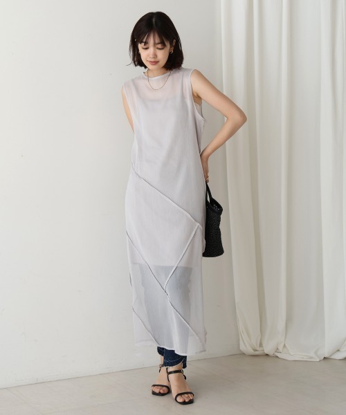 Bou Jeloud（ブージュルード）の「シアーノースリーブワンピース（ワンピース・レディース・ブラック/オリーブ/ライトグレー・38）」の4枚目の写真