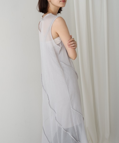 Bou Jeloud（ブージュルード）の「シアーノースリーブワンピース（ワンピース・レディース・ブラック/オリーブ/ライトグレー・38）」の8枚目の写真