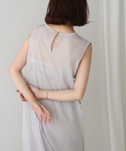 Bou Jeloud（ブージュルード）の「シアーノースリーブワンピース（ワンピース・レディース・ブラック/オリーブ/ライトグレー・38）」の11枚目の写真