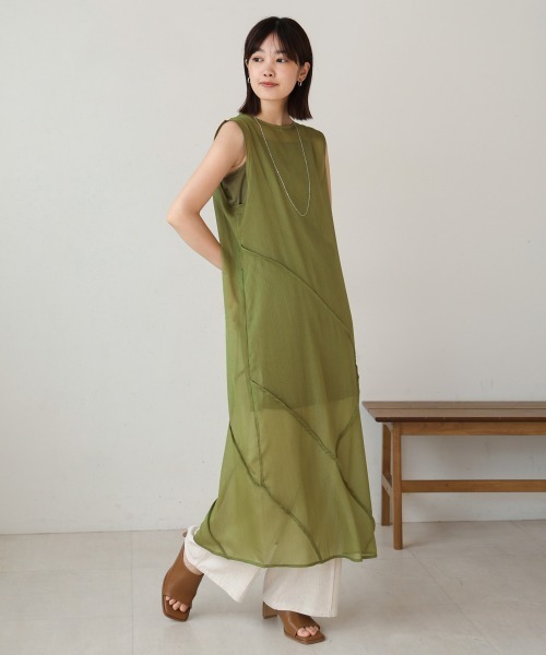 Bou Jeloud（ブージュルード）の「シアーノースリーブワンピース（ワンピース・レディース・ブラック/オリーブ/ライトグレー・38）」の19枚目の写真