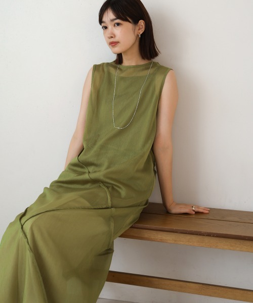 Bou Jeloud（ブージュルード）の「シアーノースリーブワンピース（ワンピース・レディース・ブラック/オリーブ/ライトグレー・38）」の20枚目の写真