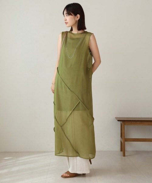 Bou Jeloud（ブージュルード）の「シアーノースリーブワンピース（ワンピース・レディース・ブラック/オリーブ/ライトグレー・38）」の22枚目の写真