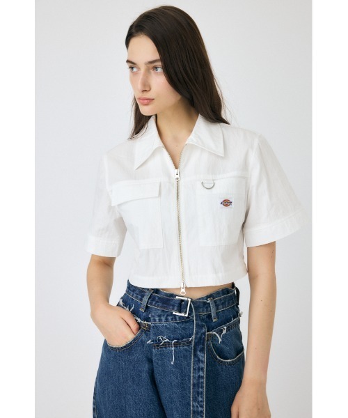 MOUSSY(マウジー)の「DICKIES(R) ZIP UP WORK シャツ(シャツ/ブラウス・レディース・オフホワイト/ダークグリーン/チャコールグレー・FREE)」の2枚目の写真