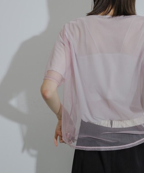 SENSE OF PLACE by URBAN RESEARCH(センスオブプレイスバイアーバンリサーチ)の「チュールレイヤードカットソー(5分袖)(Tシャツ/カットソー・レディース・ネイビー/ピンク/アイボリー/グレー・ONE)」の19枚目の写真