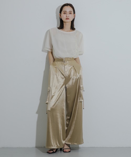 SENSE OF PLACE by URBAN RESEARCH(センスオブプレイスバイアーバンリサーチ)の「チュールレイヤードカットソー(5分袖)(Tシャツ/カットソー・レディース・ネイビー/ピンク/アイボリー/グレー・ONE)」の15枚目の写真