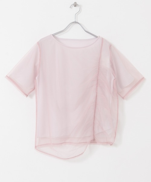 SENSE OF PLACE by URBAN RESEARCH(センスオブプレイスバイアーバンリサーチ)の「チュールレイヤードカットソー(5分袖)(Tシャツ/カットソー・レディース・ネイビー/ピンク/アイボリー/グレー・ONE)」の7枚目の写真