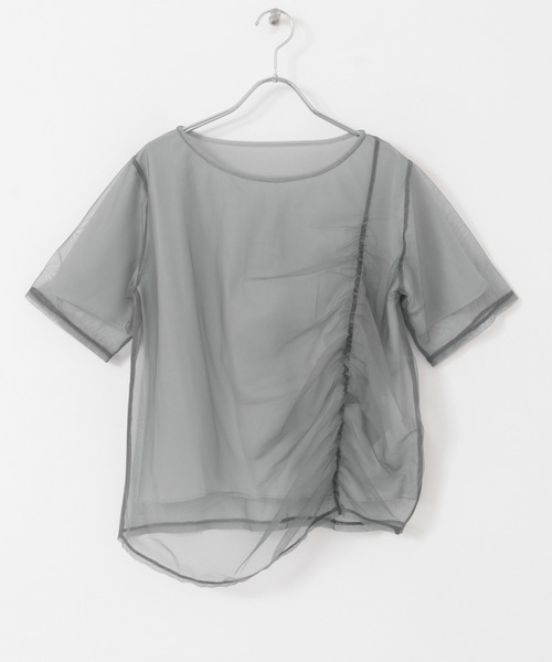 SENSE OF PLACE by URBAN RESEARCH(センスオブプレイスバイアーバンリサーチ)の「チュールレイヤードカットソー(5分袖)(Tシャツ/カットソー・レディース・ネイビー/ピンク/アイボリー/グレー・ONE)」の8枚目の写真