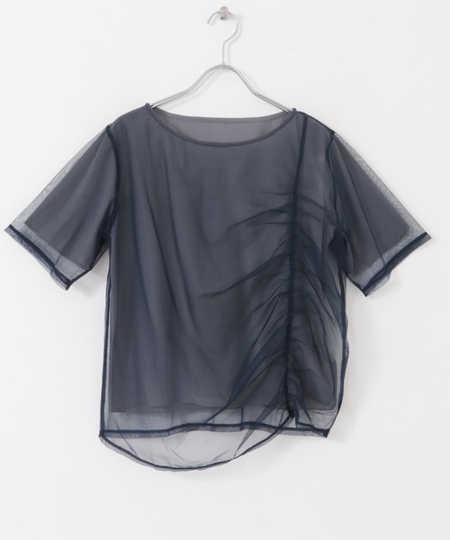 SENSE OF PLACE by URBAN RESEARCH(センスオブプレイスバイアーバンリサーチ)の「チュールレイヤードカットソー(5分袖)(Tシャツ/カットソー・レディース・ネイビー/ピンク/アイボリー/グレー・ONE)」の9枚目の写真