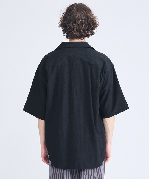 ABAHOUSE（アバハウス）の「サッカーストライプ スキッパーシャツ / オーバーサイズ / 半袖シャツ（シャツ/ブラウス・メンズ・マスタード/ブラック/ネイビー/ホワイト/ブラック系その他/インディゴブルー・44/46/48）」の7枚目の写真