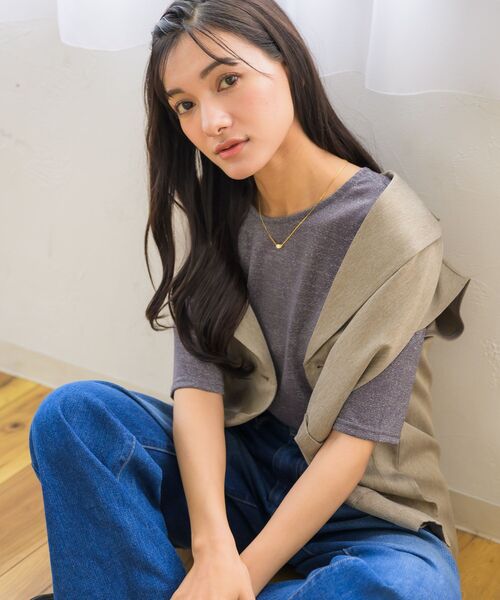RETRO GIRL(レトロガール)の「ラメシアーTEE(Tシャツ/カットソー・レディース・ライトグレー/ブラック/ナチュラル・FREE)」の4枚目の写真