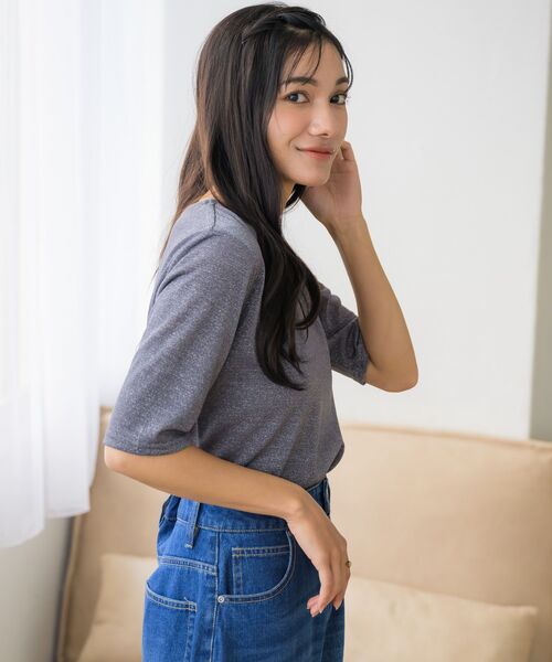 RETRO GIRL(レトロガール)の「ラメシアーTEE(Tシャツ/カットソー・レディース・ライトグレー/ブラック/ナチュラル・FREE)」の10枚目の写真