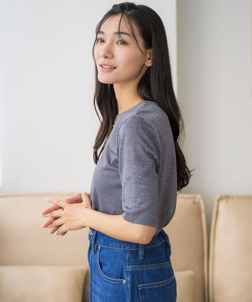 RETRO GIRL(レトロガール)の「ラメシアーTEE(Tシャツ/カットソー・レディース・ライトグレー/ブラック/ナチュラル・FREE)」の11枚目の写真