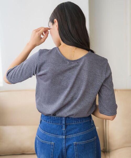 RETRO GIRL(レトロガール)の「ラメシアーTEE(Tシャツ/カットソー・レディース・ライトグレー/ブラック/ナチュラル・FREE)」の12枚目の写真