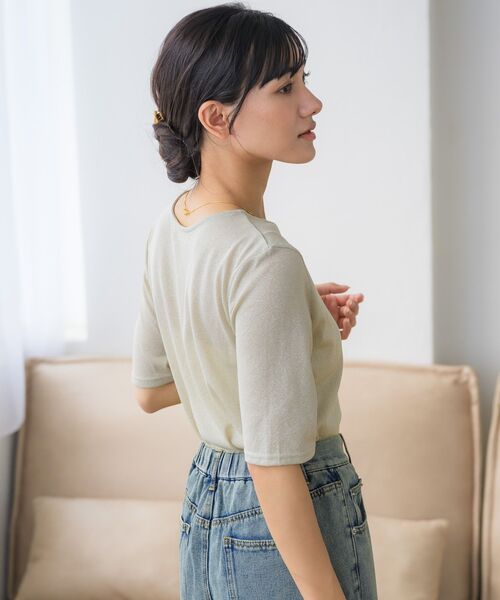 RETRO GIRL(レトロガール)の「ラメシアーTEE(Tシャツ/カットソー・レディース・ライトグレー/ブラック/ナチュラル・FREE)」の19枚目の写真
