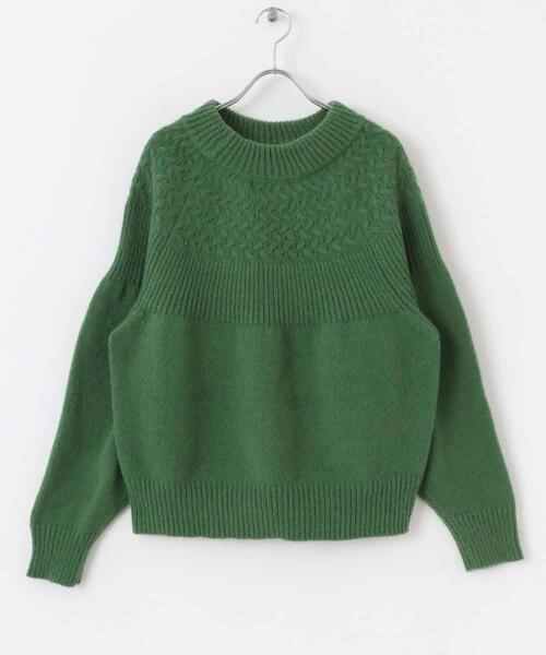 URBAN RESEARCH Sonny Label（アーバンリサーチサニーレーベル）の「ケーブル求心ニットプルオーバー（ニット/セーター・レディース・オフホワイト/ベージュ/レッド/グリーン・FREE）」の3枚目の写真