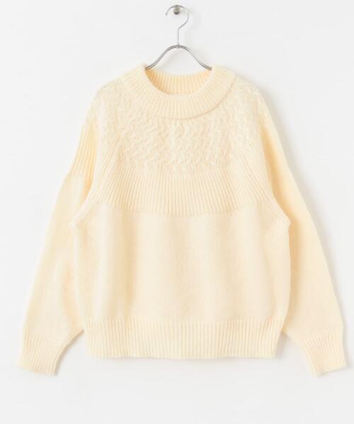 URBAN RESEARCH Sonny Label（アーバンリサーチサニーレーベル）の「ケーブル求心ニットプルオーバー（ニット/セーター・レディース・オフホワイト/ベージュ/レッド/グリーン・FREE）」の5枚目の写真