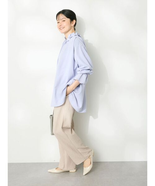 CRAFT STANDARD BOUTIQUE(クラフトスタンダードブティック)の「ふくれジャカードパンツ(スラックス・レディース・キャメル/ブラック/グレイッシュベージュ・FREE)」の13枚目の写真