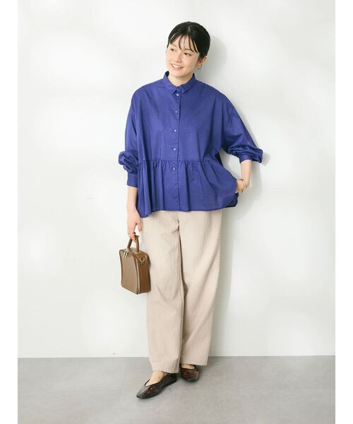 CRAFT STANDARD BOUTIQUE(クラフトスタンダードブティック)の「ふくれジャカードパンツ(スラックス・レディース・キャメル/ブラック/グレイッシュベージュ・FREE)」の16枚目の写真