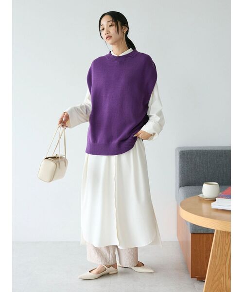 CRAFT STANDARD BOUTIQUE(クラフトスタンダードブティック)の「ふくれジャカードパンツ(スラックス・レディース・キャメル/ブラック/グレイッシュベージュ・FREE)」の18枚目の写真